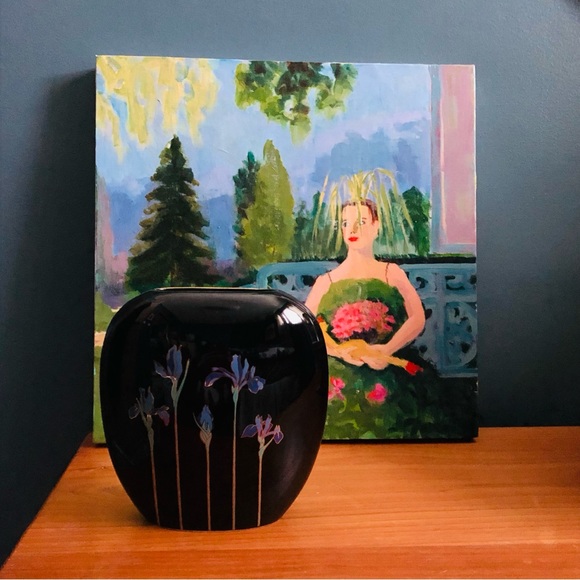 80's Blue Iris Vase - Otagiri Japan - Purple Iris Vase - 80's Floral Vase - Picture 9 of 16